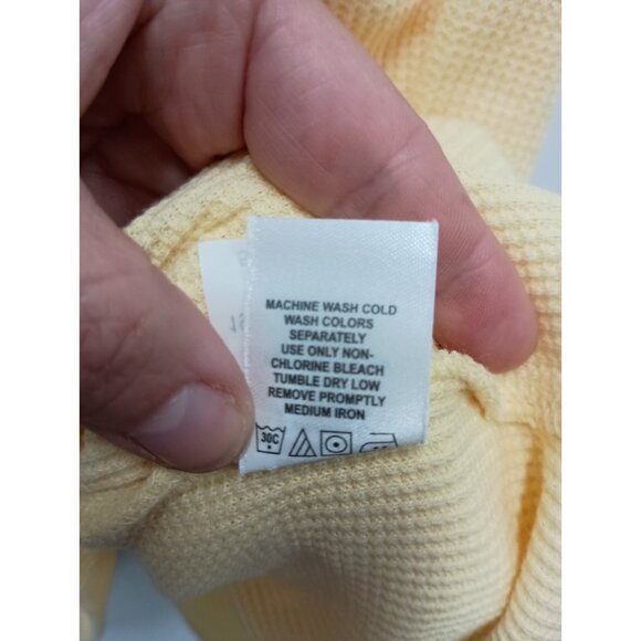 Woman Within Womens BOHO Top Size 2X Yellow Embroidered Floral Henley Thermal - Picture 6 of 8